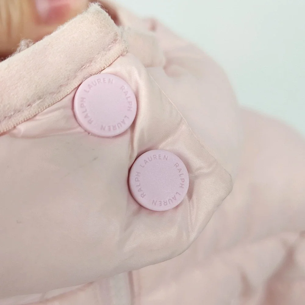 Ralph Lauren Toddler Girls Puffer Jacket Coat 24M Pink Down‎ Filled Hooded Zip